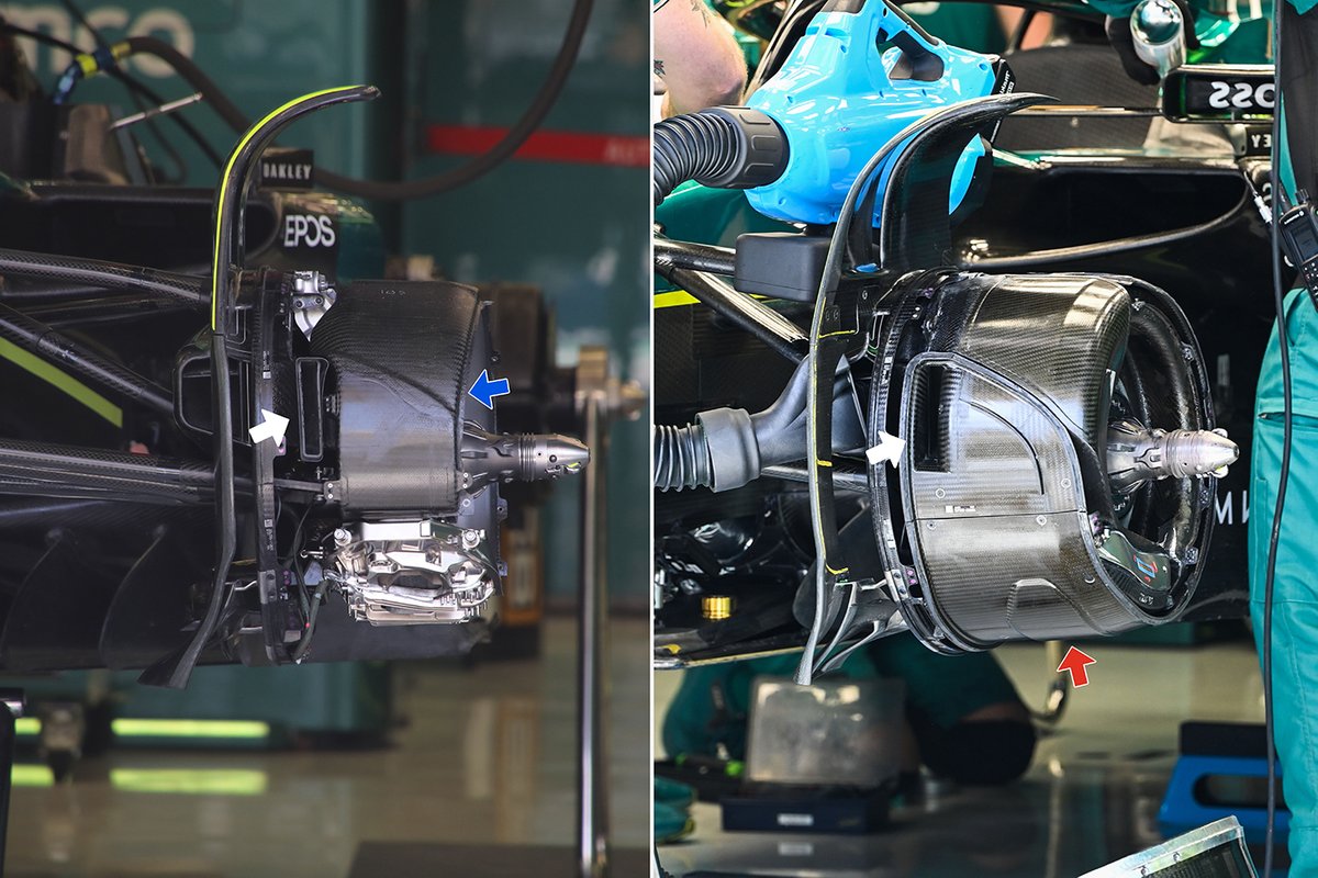 Aston Martin AMR23 front brakes (arrowed)