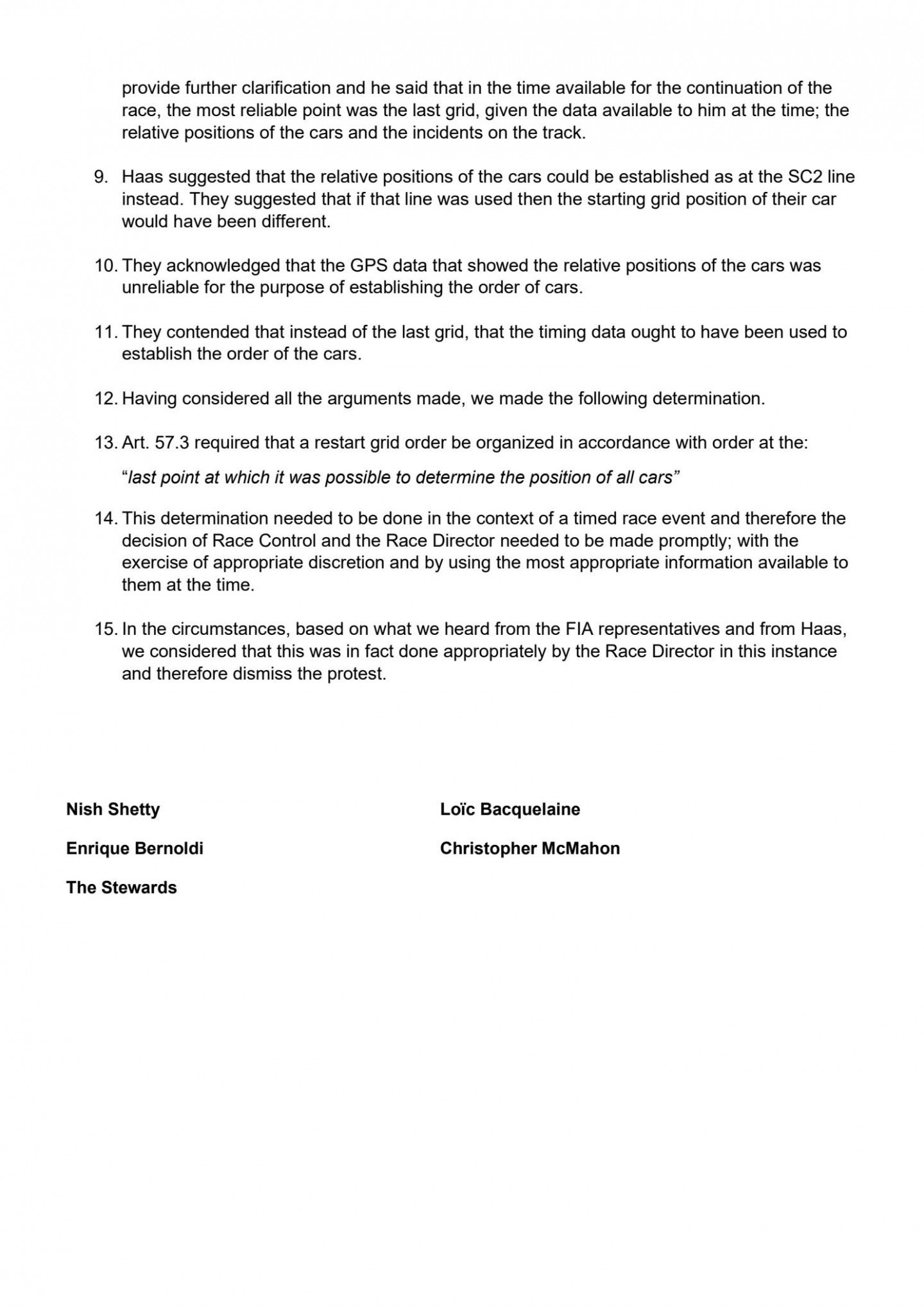 Вердикт стюардов © FIA
