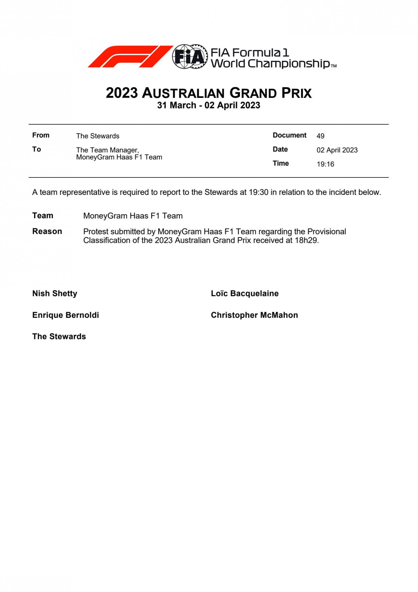 Документ FIA © FIA