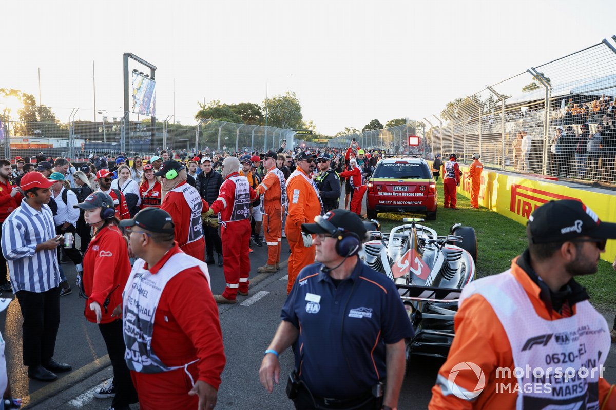 The event promoter was summoned to the stewards over fans getting access to Hulkenberg's stranded car after the race