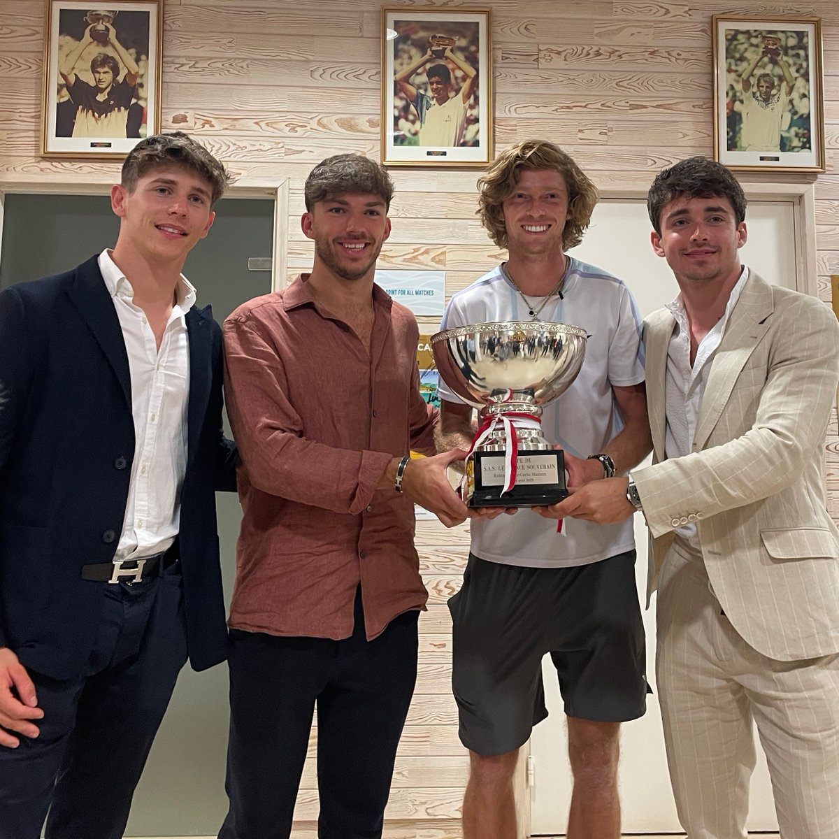 Артур Леклер, Пьер Гасли, Андрей Рублев и Шарль Леклер на Rolex Monte-Carlo Masters © Соцсети