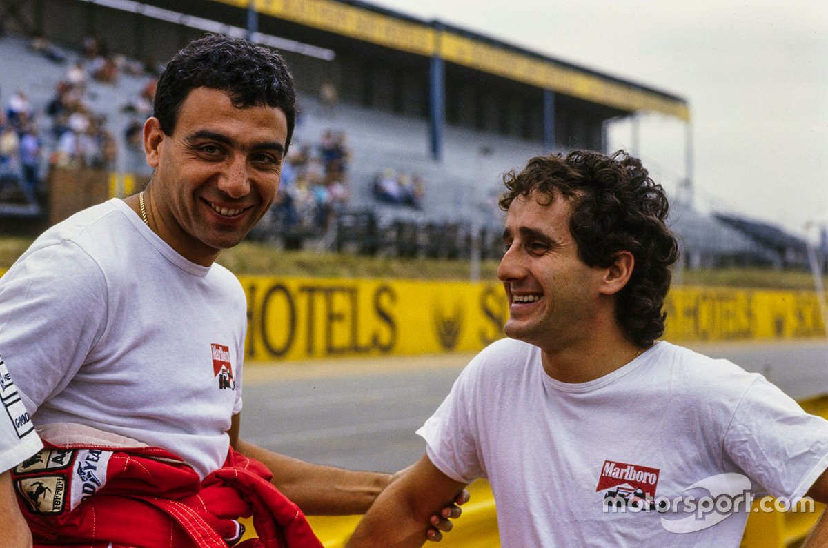 The vanquished and le vainqueur in the 1985 title battle. Albo and Prost remained friends throughout and afterward. 