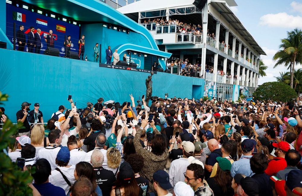 Podium: race winner Max Verstappen, Red Bull Racing, second place Sergio Perez, Red Bull Racing and third place Fernando Alonso, Aston Martin F1 Team