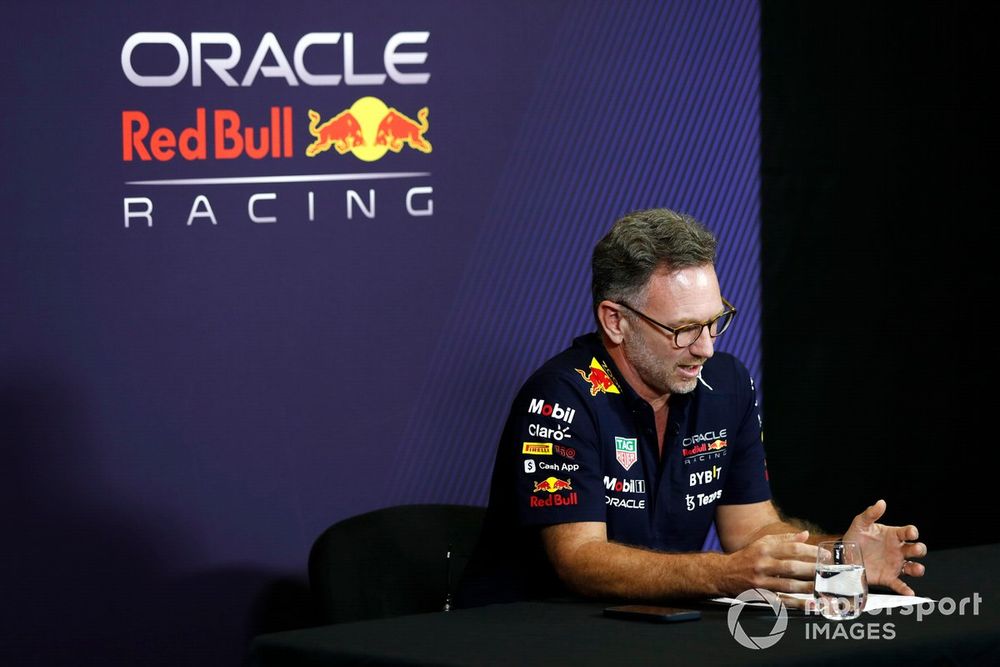 Christian Horner, Team Principal, Red Bull Racing, in a press conference regarding the recent findings of the cost cap breach. The FIA have handed Red Bull a $7m fine and an aero testing reduction