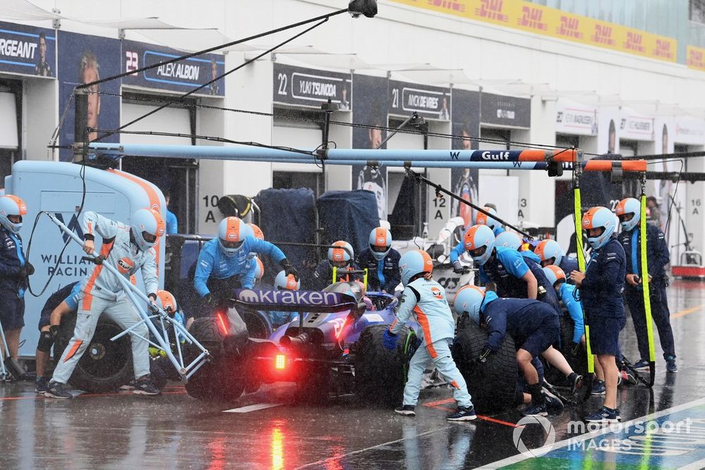 Alex Albon, Williams FW45, in the pits
