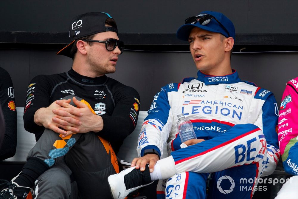 Patricio O'Ward, Arrow McLaren Chevrolet and Alex Palou, Chip Ganassi Racing Honda