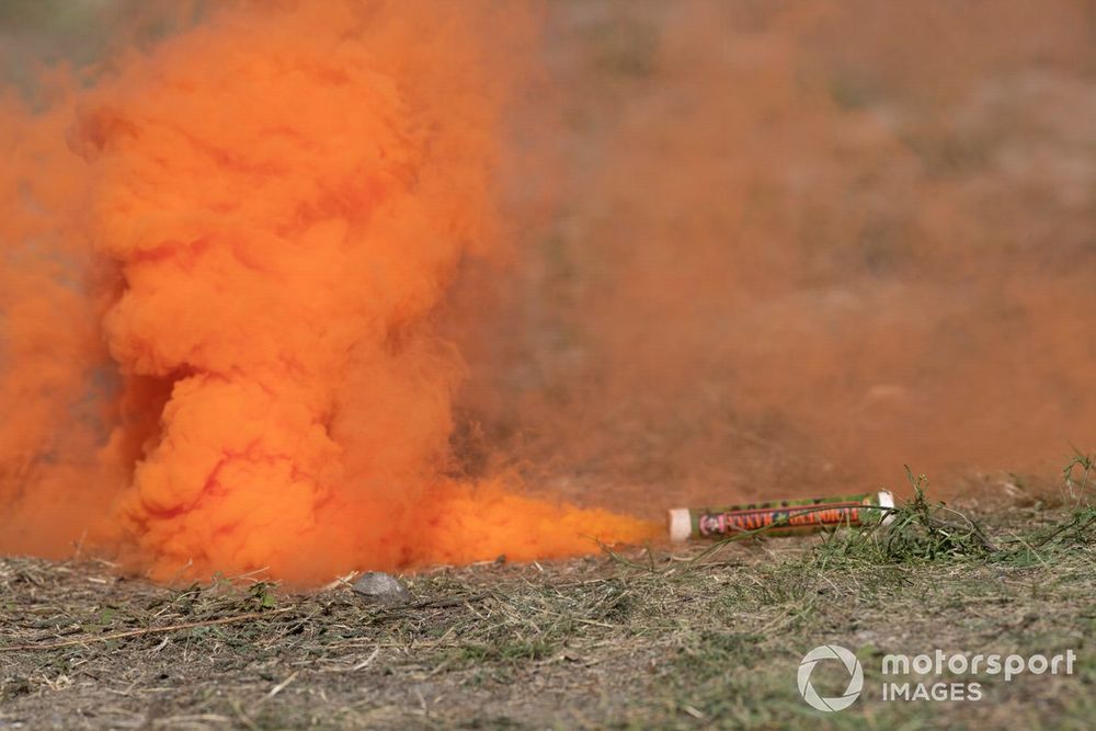 Smoke flare on the trackside