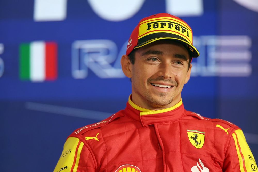 Charles Leclerc, Scuderia Ferrari, in the post Qualifying Press Conference