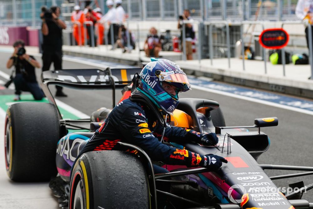 Max Verstappen, Red Bull Racing, 1st position, arrives in Parc Ferme