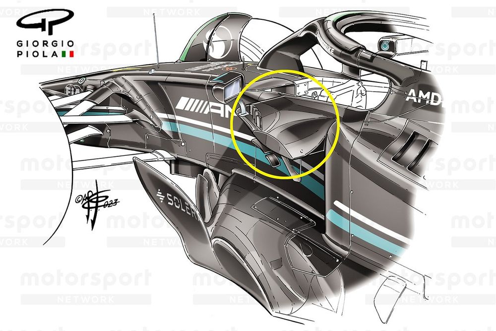 Mercedes W14 middle wing detail