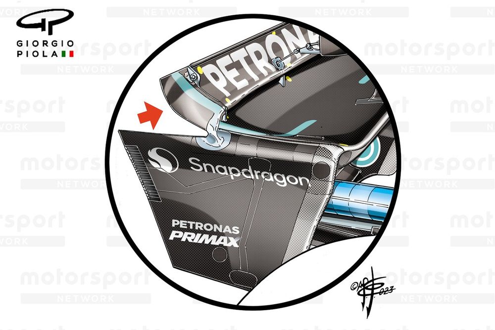 Mercedes W14 rear wing end plate