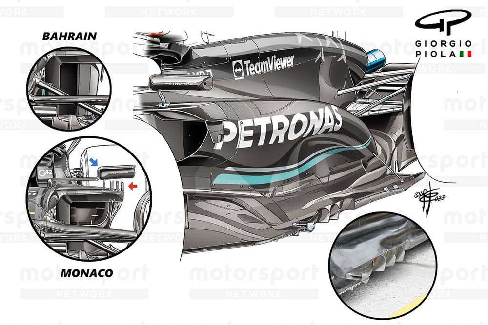 Mercedes W14 sidepods detail, Belgian GP