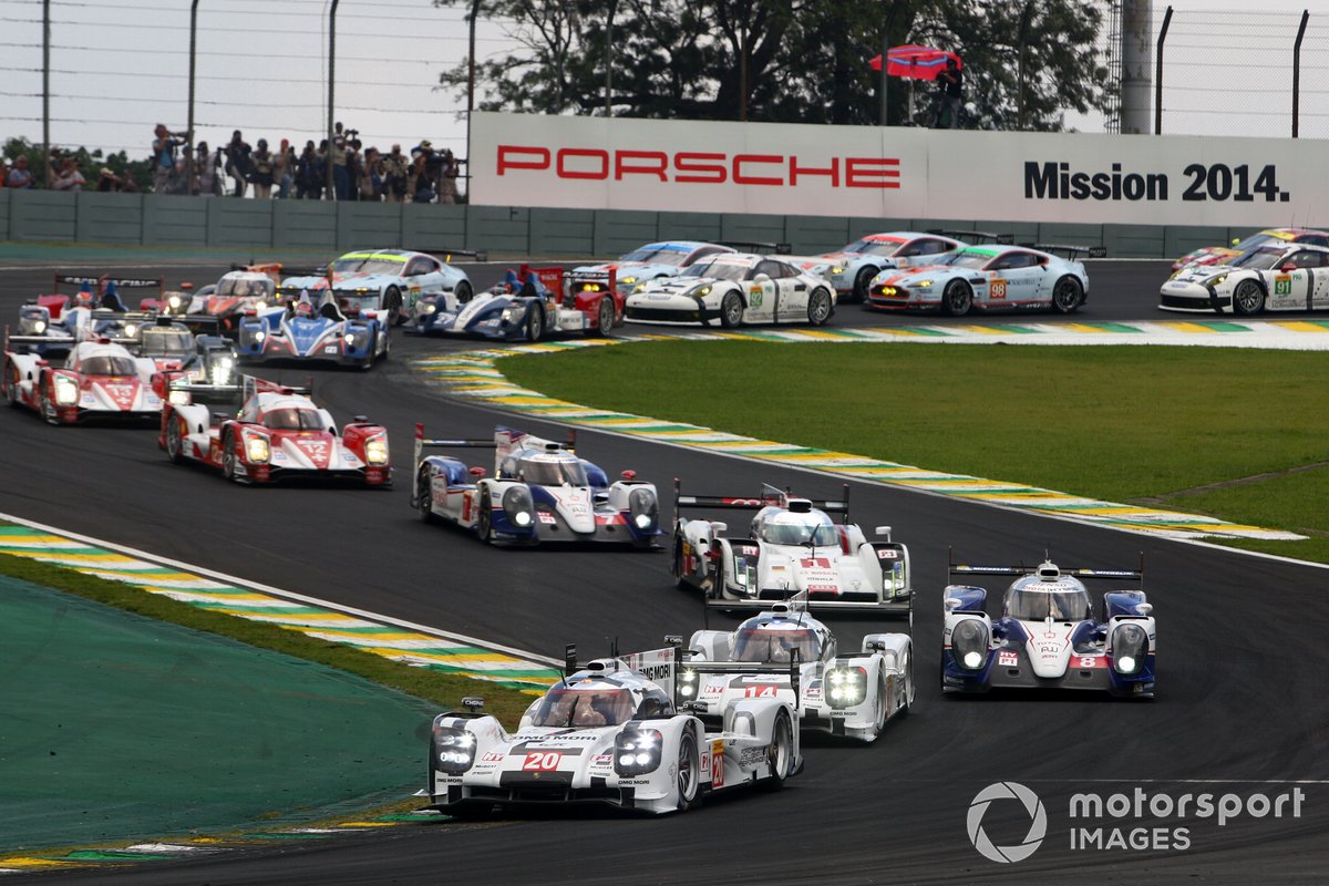2014 World Endurance Championship,
Interlagos, Brazil. 28th - 30th November 2014.
Race start - Timo Bernhard / Mark Webber / Brendon Hartley Porsche AG Porsche 919 Hybrid leads.
World Copyright: Ebrey / LAT Photographic.