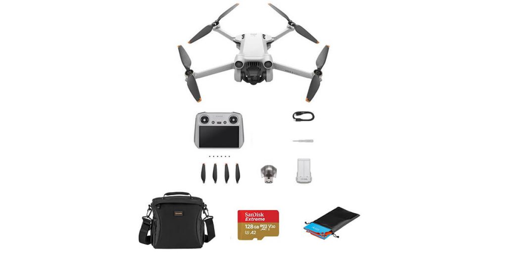 Дрон DJI Mini 3 Pro с радиоуправляемым контроллером, картой памяти 128 ГБ, наплечной сумкой, посадочной площадкой 9 (рег. 9) Дрон DJI Mini 3 Pro с радиоуправляемым контроллером, картой памяти 128 ГБ, наплечной сумкой, посадочной площадкой 9 (рег. 9)