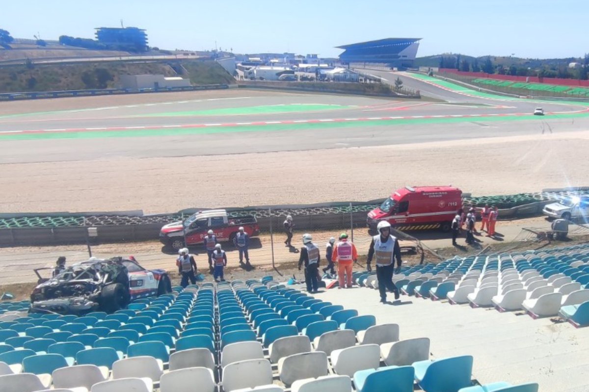 Car entered the grandstand area after crash a Portimao