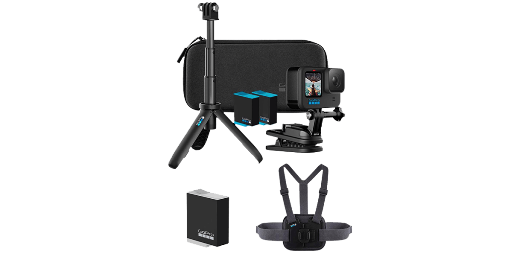 Черная экшн-камера GoPro HERO10 с праздничным комплектом, дополнительным аккумулятором и креплением на грудь 4
