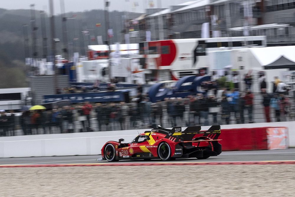 Fuoco crashed his Ferrari 499P LMH exiting the pits on fresh tyres