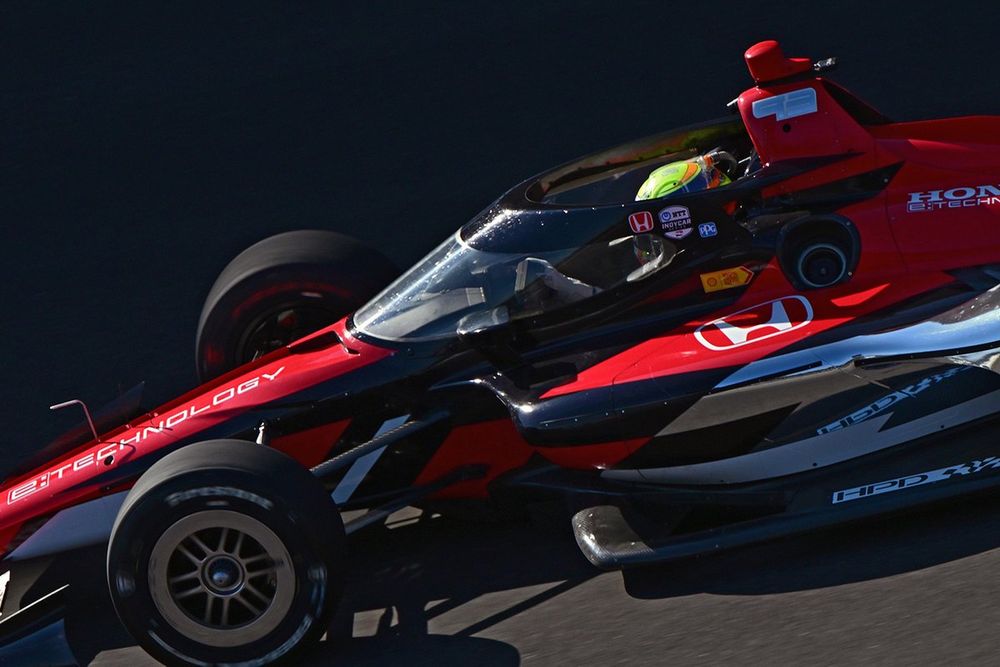 Alex Palou participating in Indianapolis 500 Hybrid Testing at Indianapolis Motor Speedway.