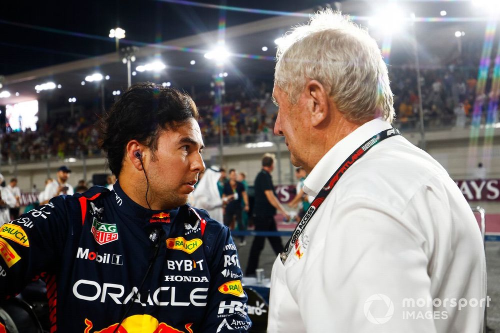 Sergio Perez, Red Bull Racing, with Helmut Marko, Consultant, Red Bull Racing