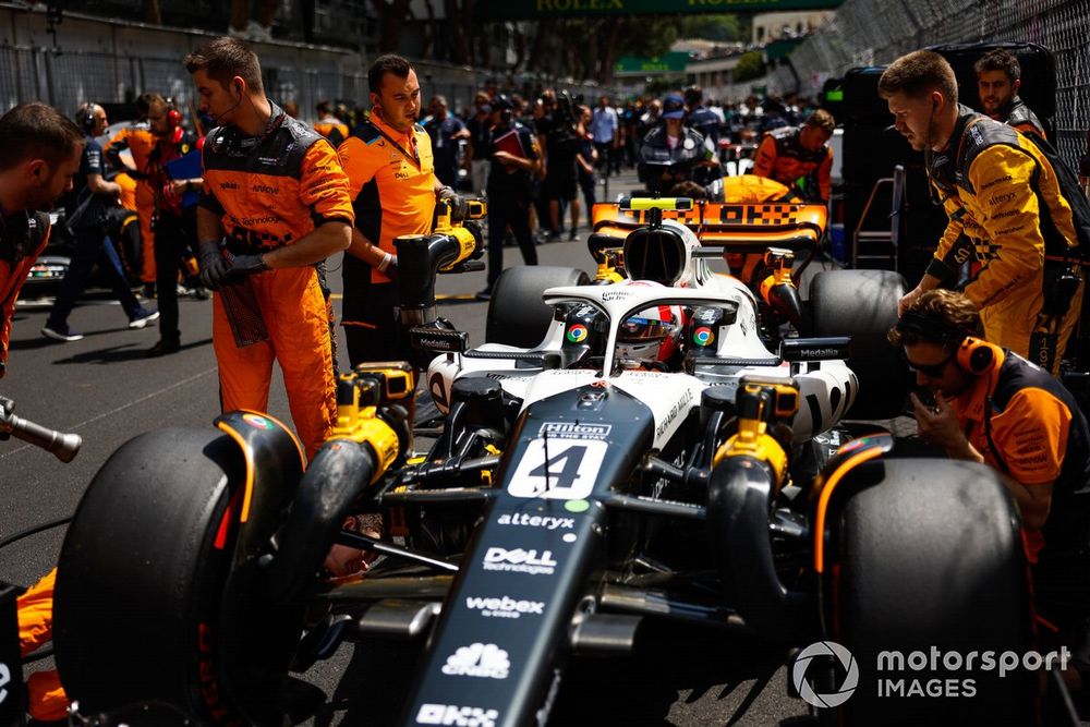 Lando Norris, McLaren MCL60, on the grid