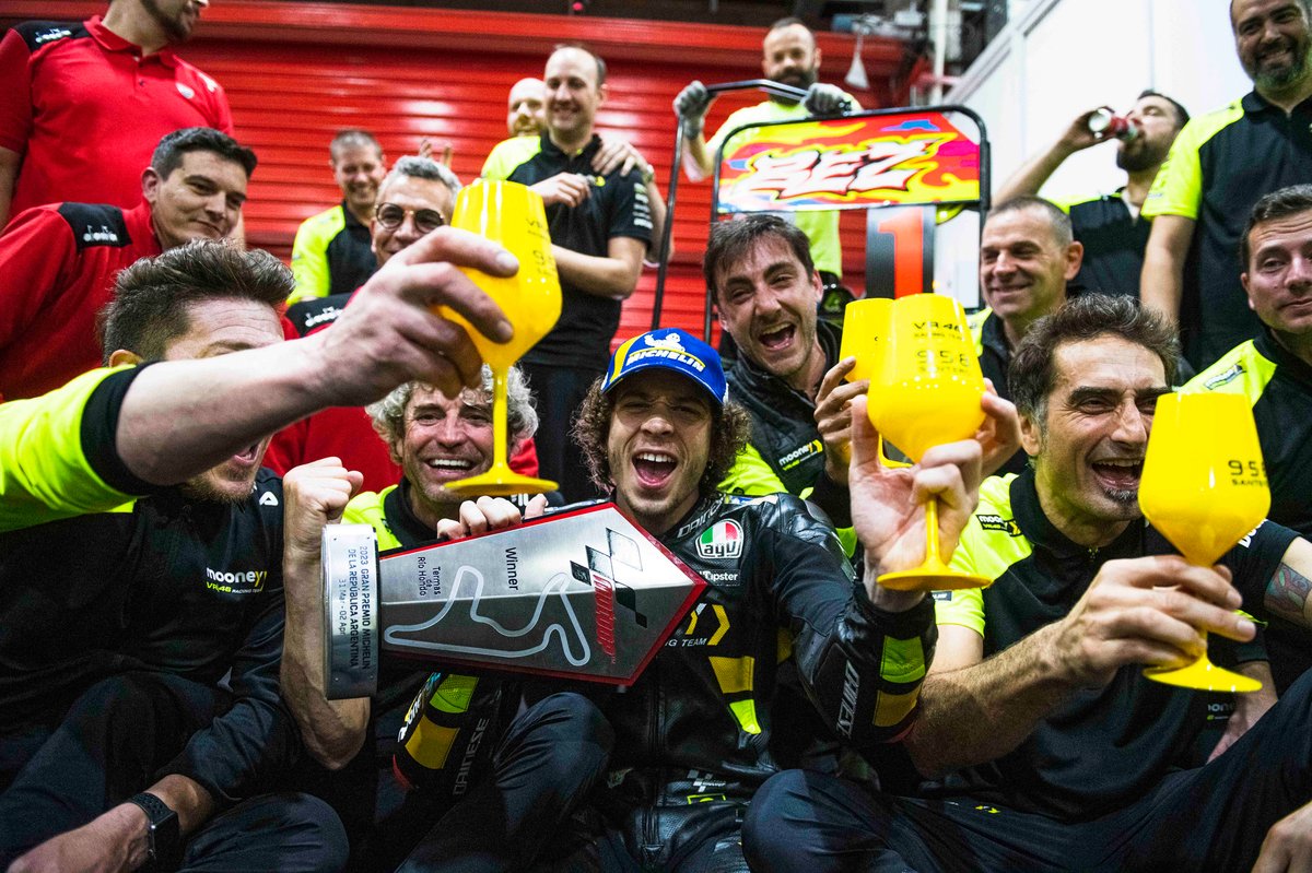 Marco Bezzecchi, VR46 Racing Team celebrate with the Team