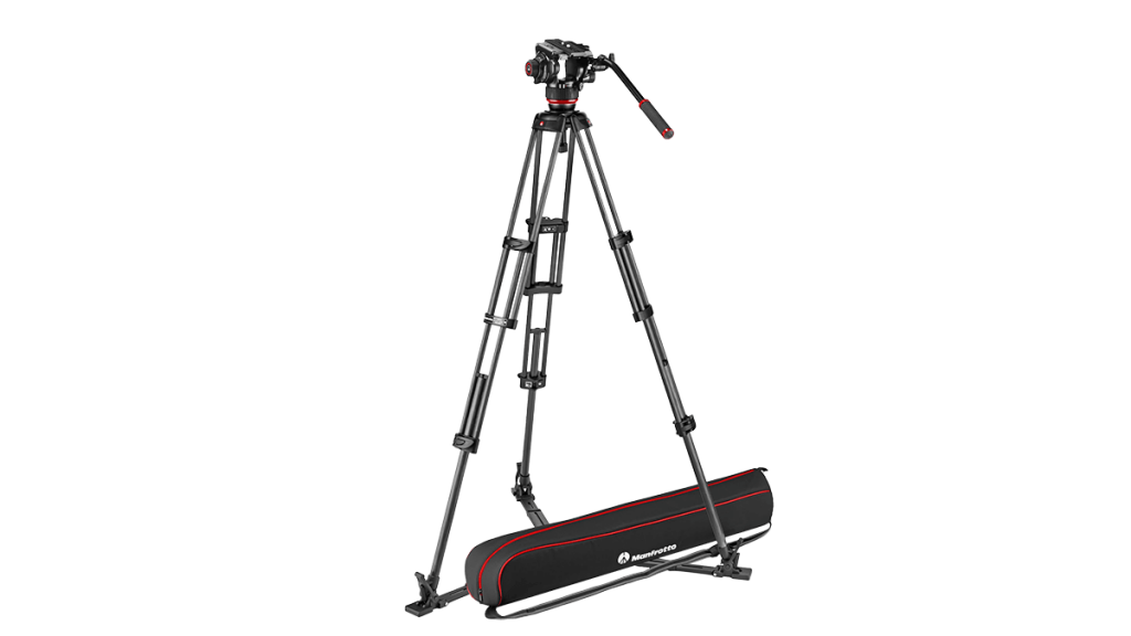 Manfrotto 504X Fluid Video Head & MVTTWINGC Carbon Fiber Tripod with Ground Spreader 9 (Reg 31)