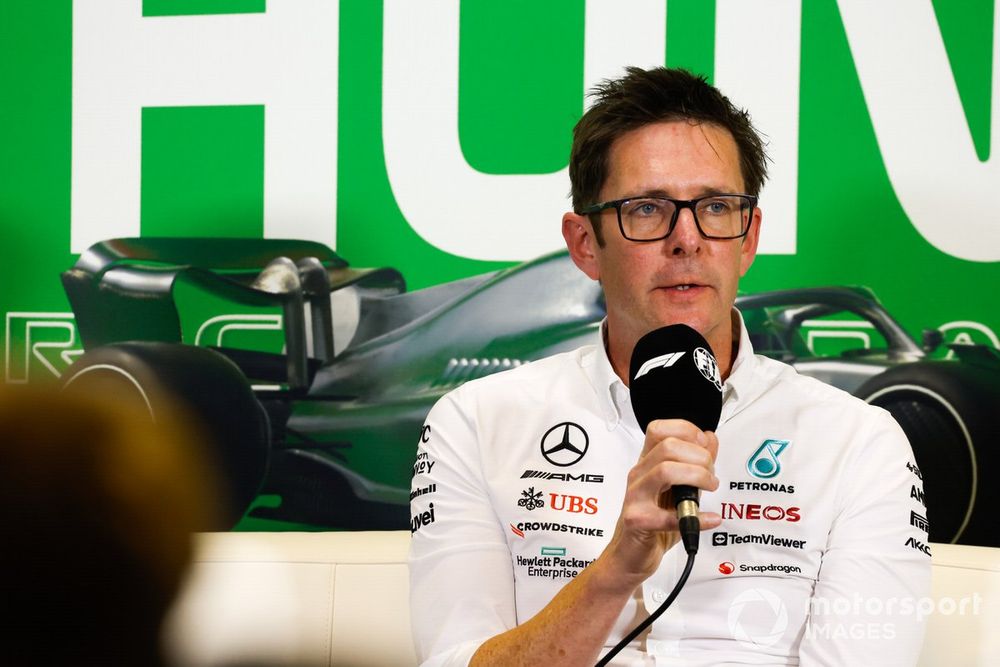 Andrew Shovlin, Trackside Engineering Director, Mercedes-AMG, in the team principals Press Conference