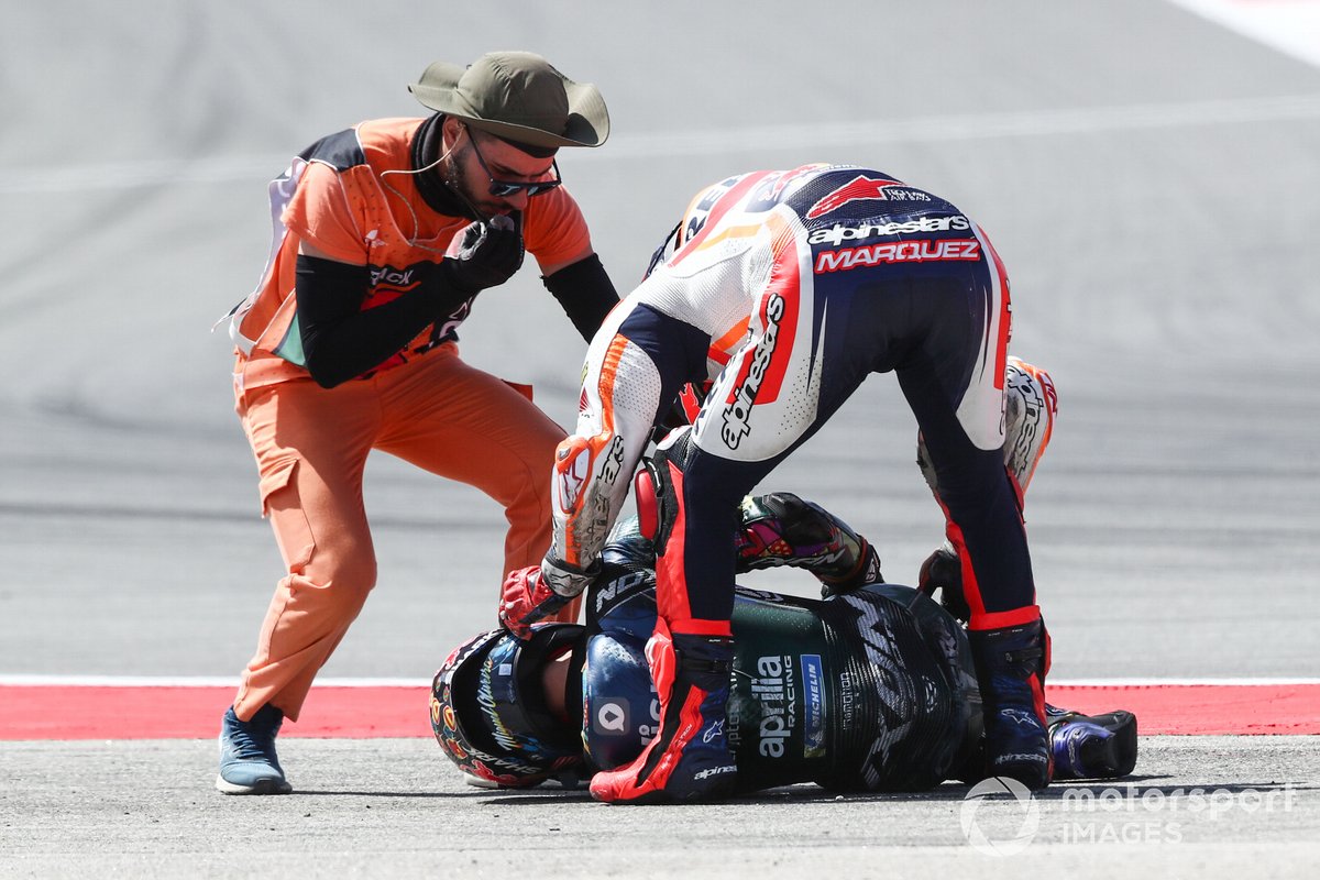 Miguel Oliveira, RNF MotoGP Racing, Marc Marquez, Repsol Honda Team crash