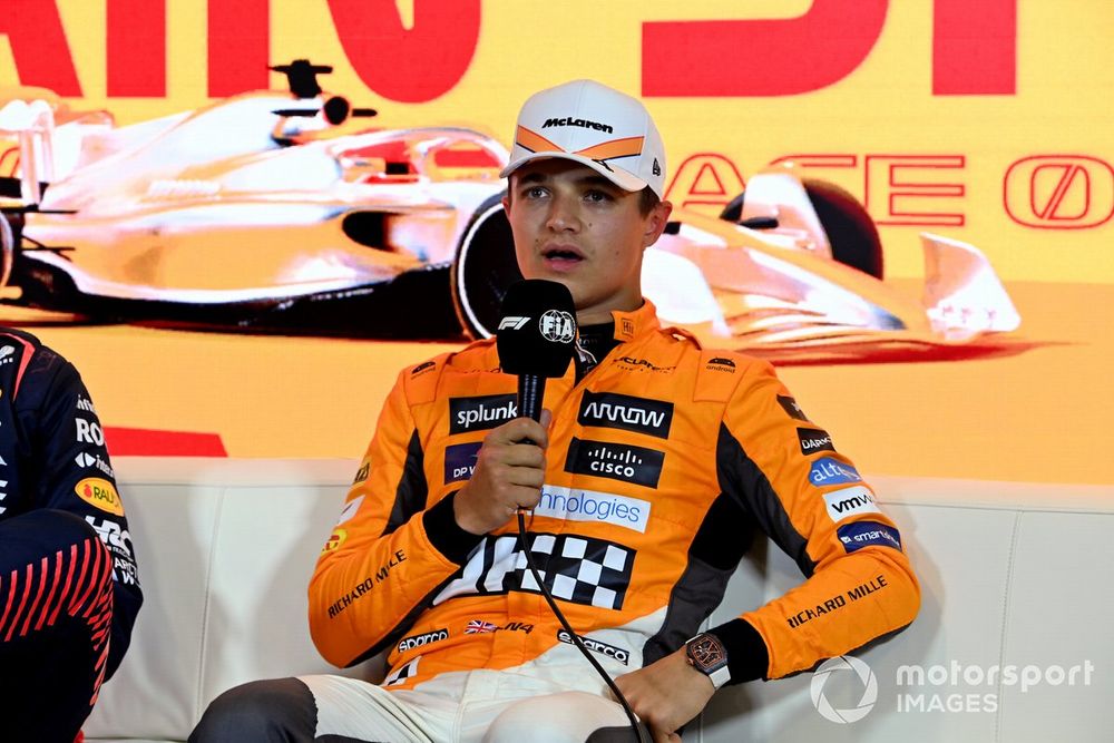 Lando Norris, McLaren, in the post Qualifying Press Conference