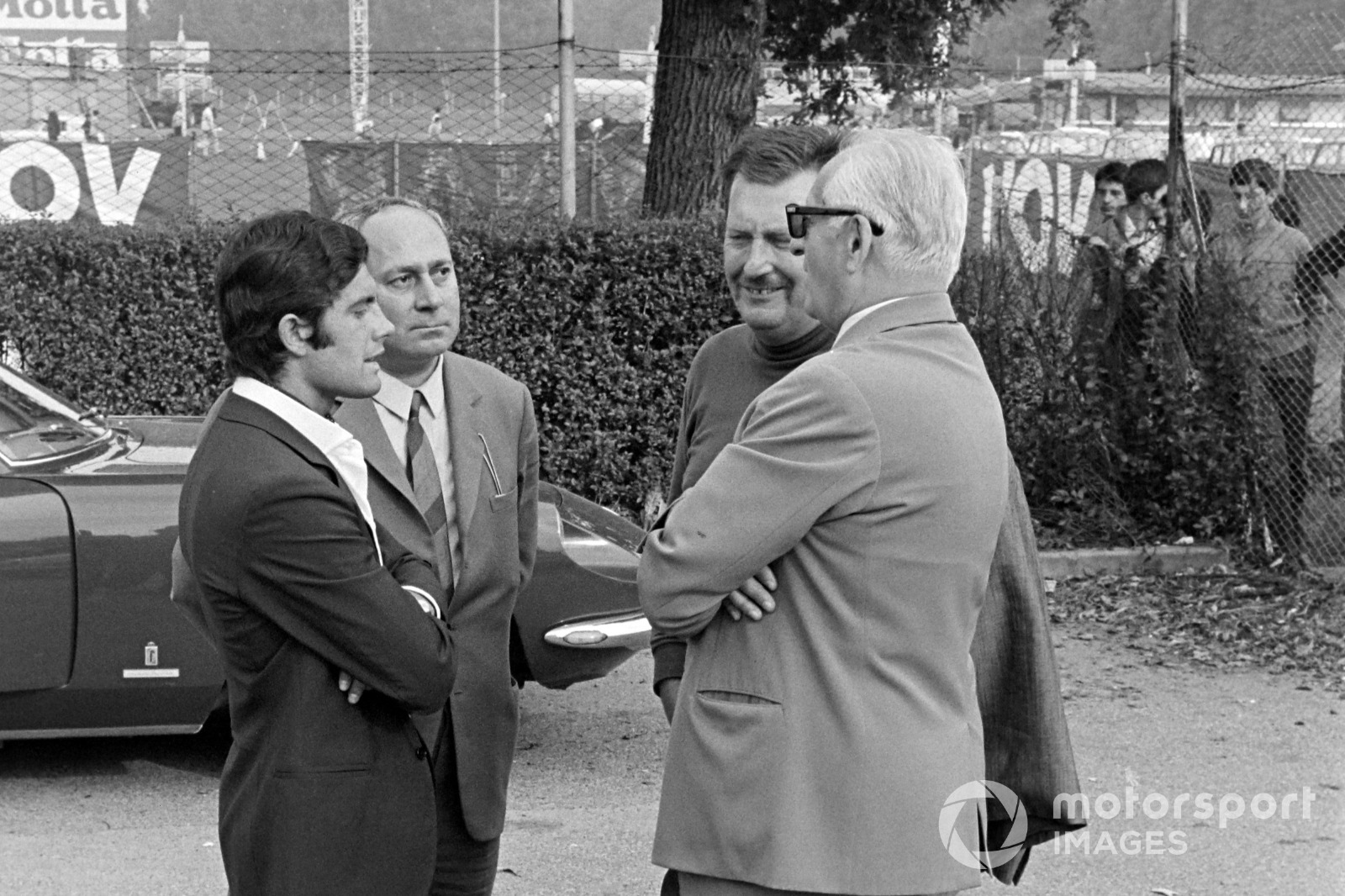 Enzo Ferrari with motorcycle world champion Giacomo Agostini