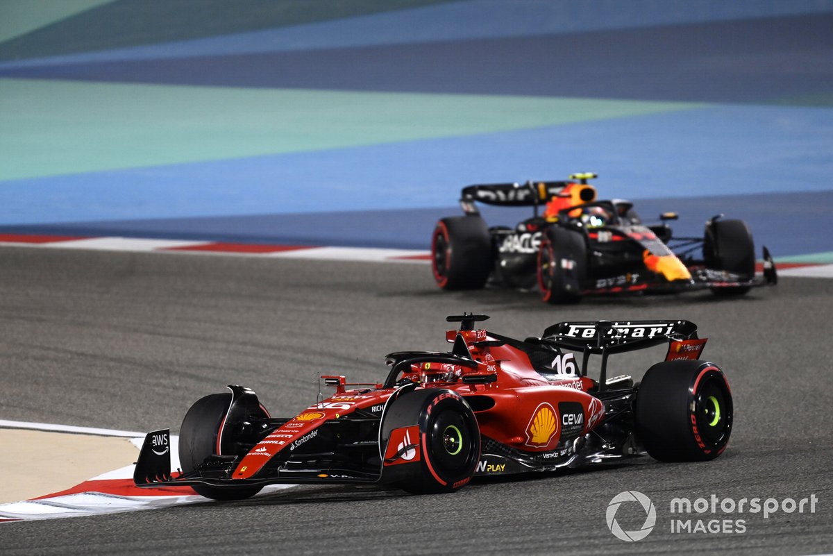 Charles Leclerc, Ferrari SF-23, Sergio Perez, Red Bull Racing RB19