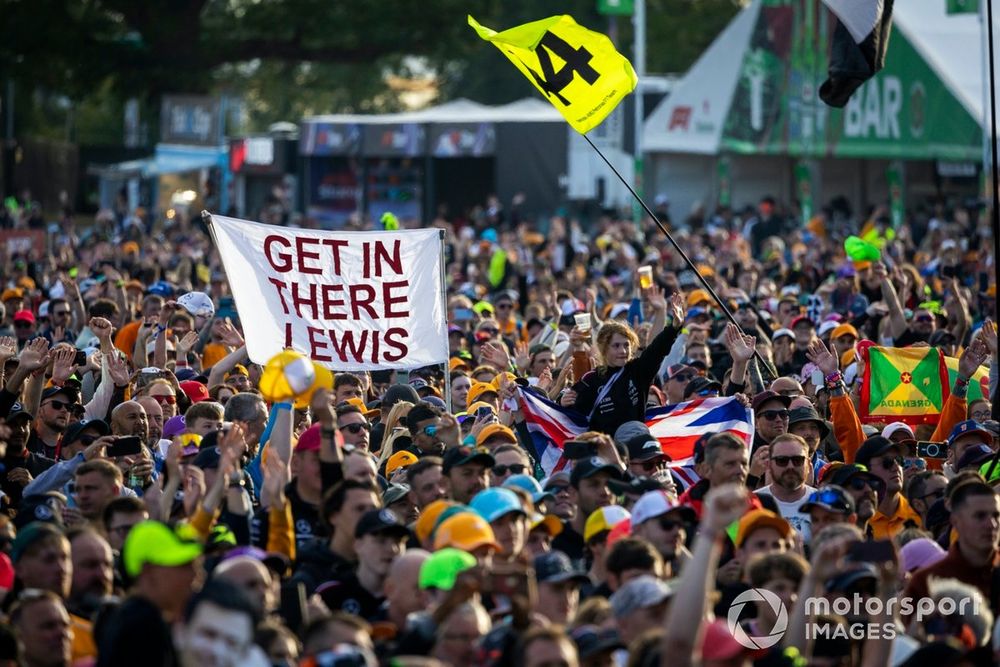 Fans of Lewis Hamilton, Mercedes-AMG F1 Team, gathered at the stage