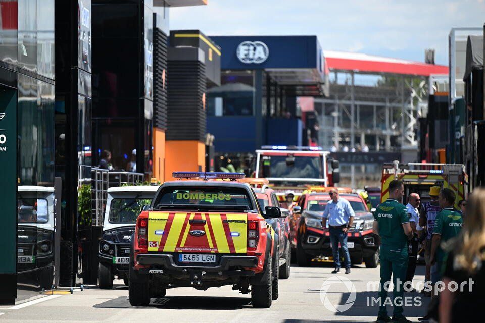 Fire and rescue on the scene of the McLaren hospitality fire