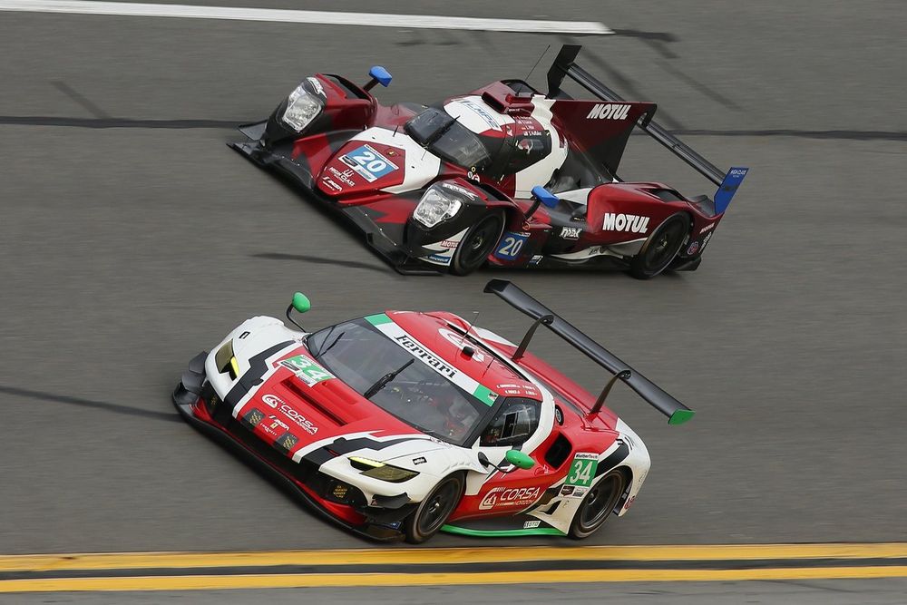 #34 Conquest Racing Ferrari 296 GT3: Manny Franco, Albert Costa Balboa, Alessandro Balzan, Cedric Sbirrazzuoli, #20 MDK by High Class Racing ORECA LMP2-Gibson: Dennis Andersen, Seth Lucas, Laurents Hoerr, Scott Huffaker