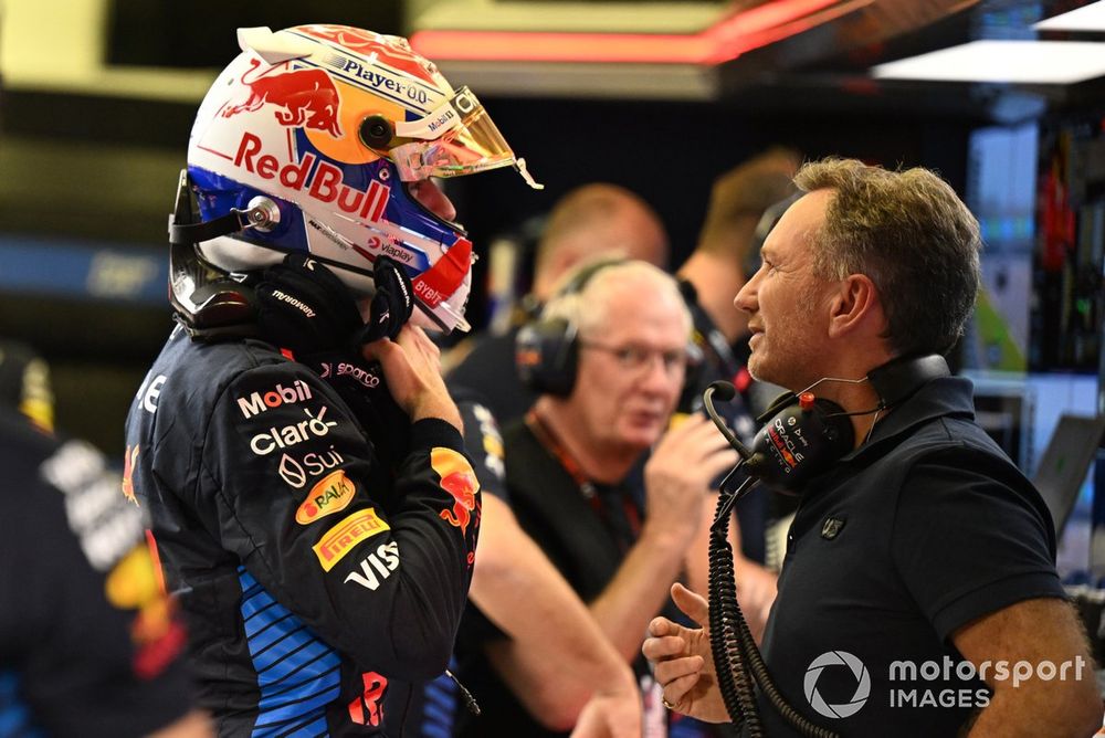 Max Verstappen, Red Bull Racing and Christian Horner, Team Principal, Red Bull Racing 