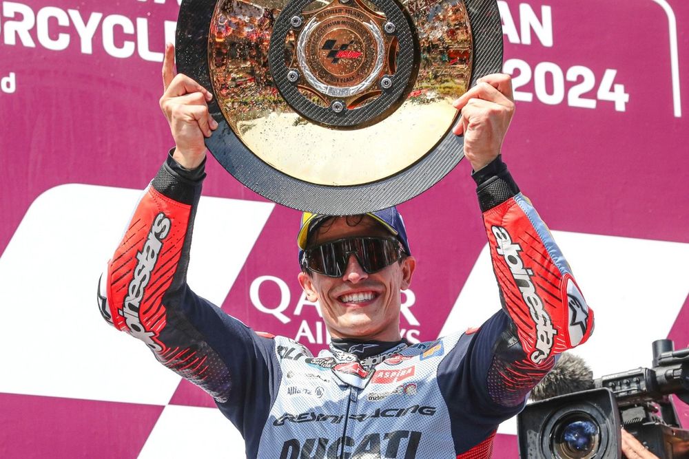 Marquez took another win despite a mardy start and his year-old machinery