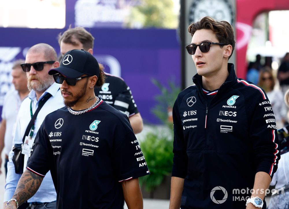 Lewis Hamilton, Mercedes-AMG F1 Team and George Russell, Mercedes-AMG F1 Team 